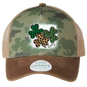 Lucky Bleached Leopard Shamrocks Irish Women Girl Legacy Tie Dye Trucker Hat