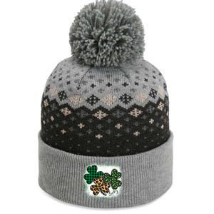 Lucky Bleached Leopard Shamrocks Irish Women Girl The Baniff Cuffed Pom Beanie