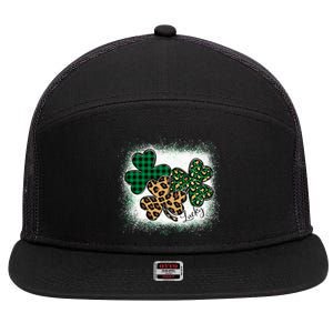 Lucky Bleached Leopard Shamrocks Irish Women Girl 7 Panel Mesh Trucker Snapback Hat