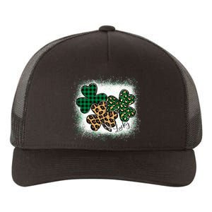 Lucky Bleached Leopard Shamrocks Irish Women Girl Yupoong Adult 5-Panel Trucker Hat