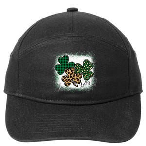 Lucky Bleached Leopard Shamrocks Irish Women Girl 7-Panel Snapback Hat