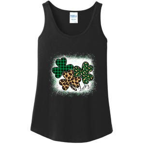 Lucky Bleached Leopard Shamrocks Irish Women Girl Ladies Essential Tank