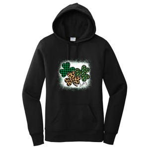 Lucky Bleached Leopard Shamrocks Irish Women Girl Women's Pullover Hoodie