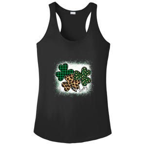 Lucky Bleached Leopard Shamrocks Irish Women Girl Ladies PosiCharge Competitor Racerback Tank