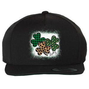 Lucky Bleached Leopard Shamrocks Irish Women Girl Wool Snapback Cap