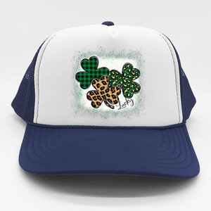 Lucky Bleached Leopard Shamrocks Irish Women Girl Trucker Hat