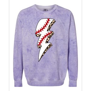 Leopard Baseball Lightning Bolt Baseball Mom Game Day Meaningful Gift Colorblast Crewneck Sweatshirt