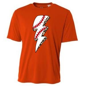 Leopard Baseball Lightning Bolt Baseball Mom Game Day Meaningful Gift Cooling Performance Crew T-Shirt