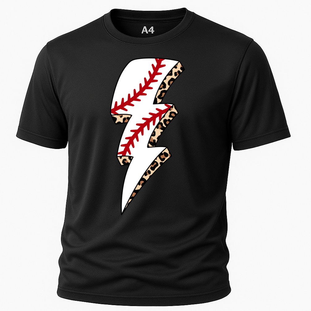 Leopard Baseball Lightning Bolt Baseball Mom Game Day Meaningful Gift Cooling Performance Crew T-Shirt
