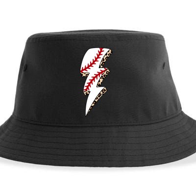 Leopard Baseball Lightning Bolt Baseball Mom Game Day Meaningful Gift Sustainable Bucket Hat