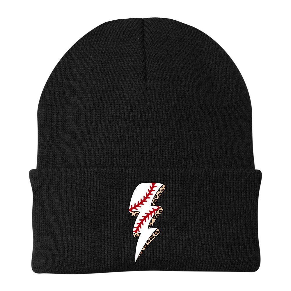 Leopard Baseball Lightning Bolt Baseball Mom Game Day Meaningful Gift Beanie