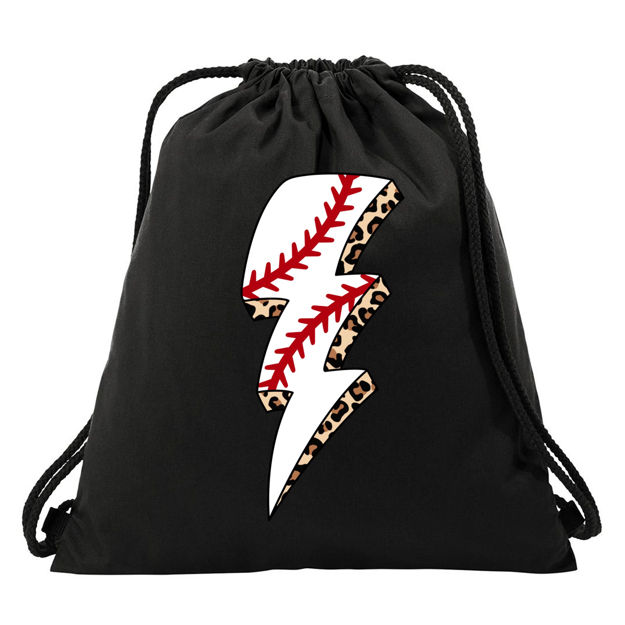 Leopard Baseball Lightning Bolt Baseball Mom Game Day Meaningful Gift Drawstring Bag