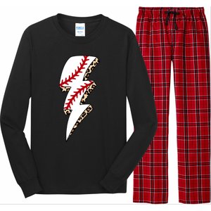 Leopard Baseball Lightning Bolt Baseball Mom Game Day Meaningful Gift Long Sleeve Pajama Set