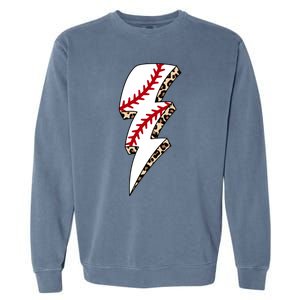 Leopard Baseball Lightning Bolt Baseball Mom Game Day Meaningful Gift Garment-Dyed Sweatshirt