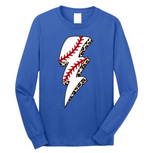 Leopard Baseball Lightning Bolt Baseball Mom Game Day Meaningful Gift Long Sleeve Shirt