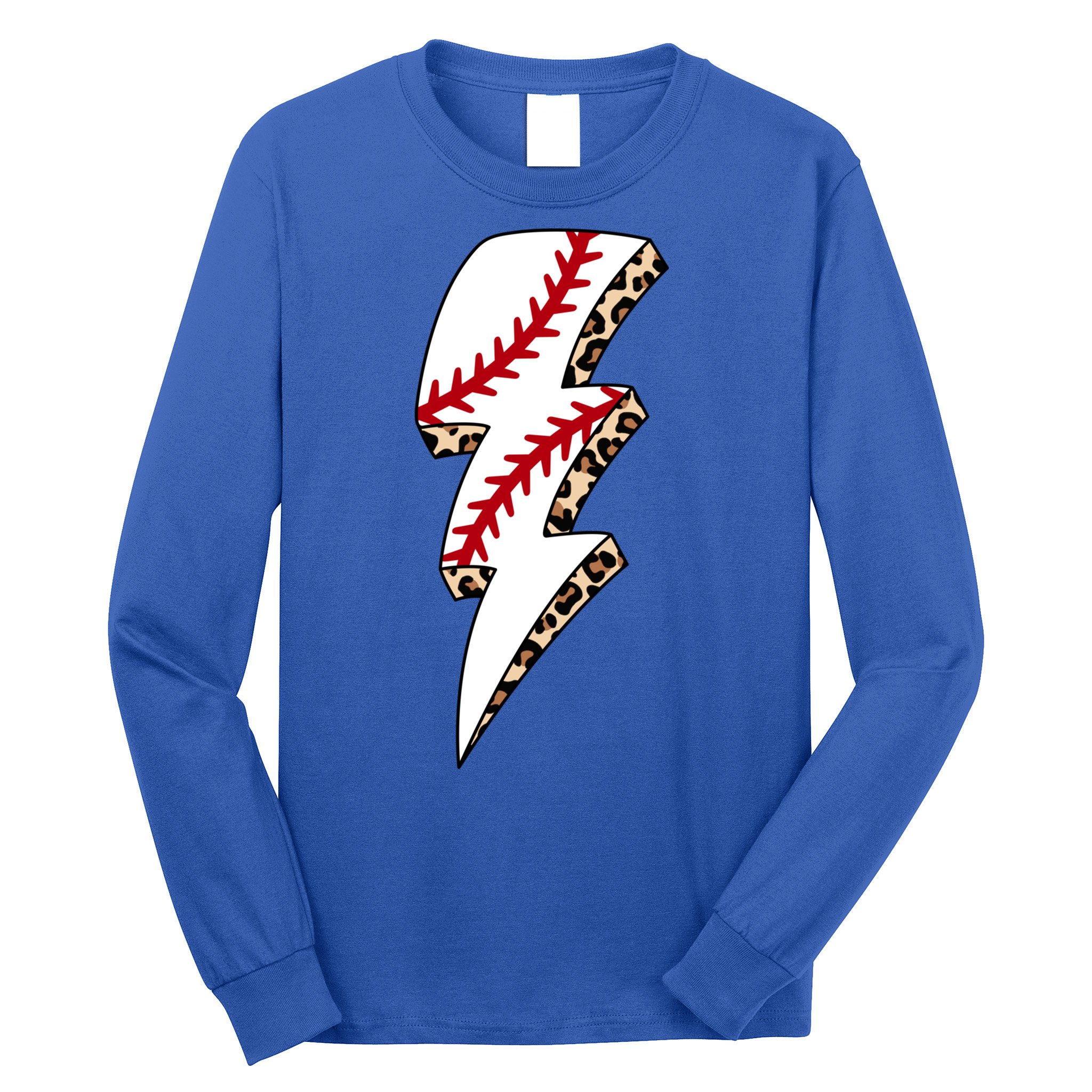 Leopard Baseball Lightning Bolt Baseball Mom Game Day Meaningful Gift Long Sleeve Shirt