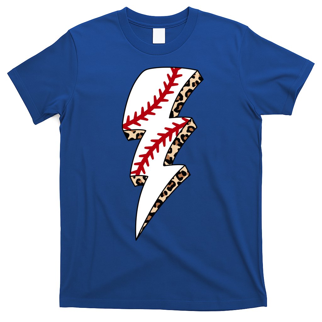 Leopard Baseball Lightning Bolt Baseball Mom Game Day Meaningful Gift T-Shirt