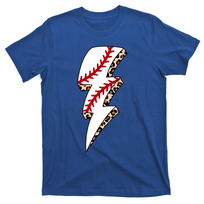 Leopard Baseball Lightning Bolt Baseball Mom Game Day Meaningful Gift T-Shirt