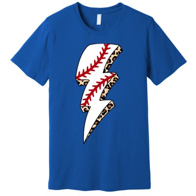 Leopard Baseball Lightning Bolt Baseball Mom Game Day Meaningful Gift Premium T-Shirt