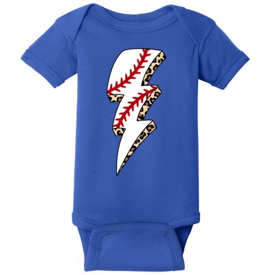 Leopard Baseball Lightning Bolt Baseball Mom Game Day Meaningful Gift Baby Bodysuit