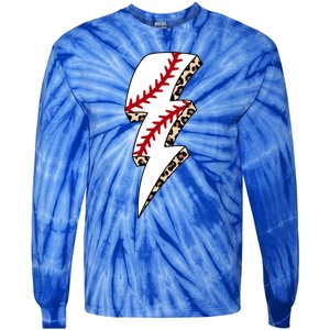 Leopard Baseball Lightning Bolt Baseball Mom Game Day Meaningful Gift Tie-Dye Long Sleeve Shirt