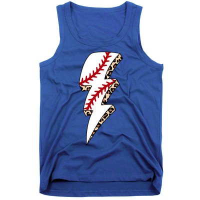 Leopard Baseball Lightning Bolt Baseball Mom Game Day Meaningful Gift Tank Top