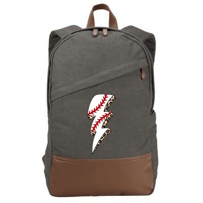Leopard Baseball Lightning Bolt Baseball Mom Game Day Meaningful Gift Cotton Canvas Backpack