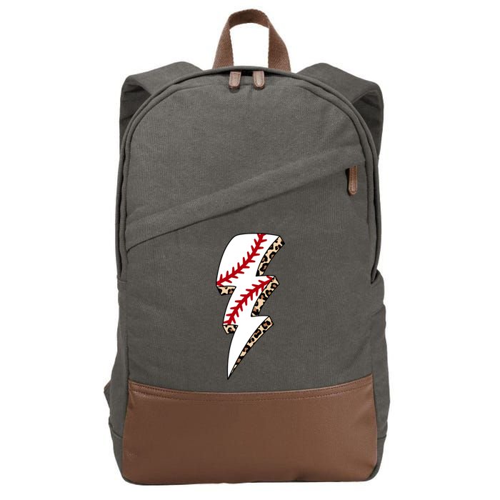 Leopard Baseball Lightning Bolt Baseball Mom Game Day Meaningful Gift Cotton Canvas Backpack