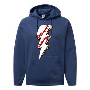 Leopard Baseball Lightning Bolt Baseball Mom Game Day Meaningful Gift Performance Fleece Hoodie