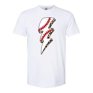 Leopard Baseball Lightning Bolt Baseball Mom Game Day Meaningful Gift Softstyle CVC T-Shirt