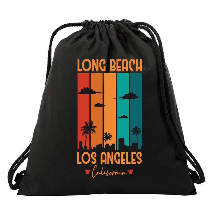 Long Beach Los Angeles California Drawstring Bag