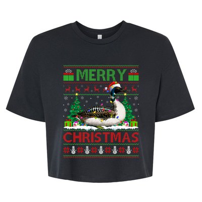 Loon Bird Lover Xmas Lighting Santa Ugly Loon Christmas Bella+Canvas Jersey Crop Tee