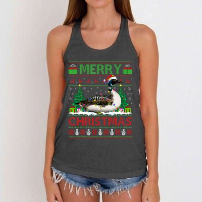 Loon Bird Lover Xmas Lighting Santa Ugly Loon Christmas Women's Knotted Racerback Tank