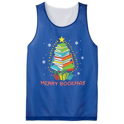 Librarian Book Lover Books Christmas Tree Merry Bookmas Xmas Gift Mesh Reversible Basketball Jersey Tank