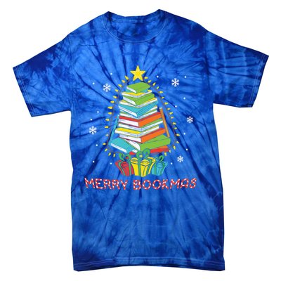 Librarian Book Lover Books Christmas Tree Merry Bookmas Xmas Gift Tie-Dye T-Shirt