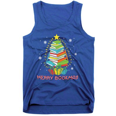 Librarian Book Lover Books Christmas Tree Merry Bookmas Xmas Gift Tank Top