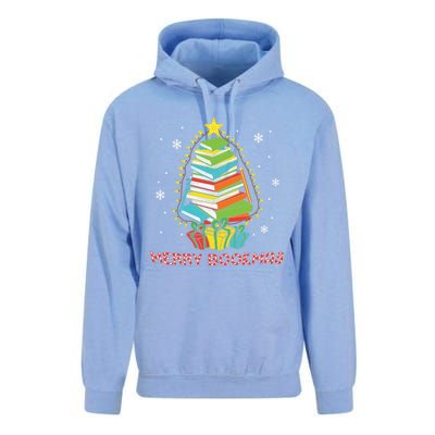 Librarian Book Lover Books Christmas Tree Merry Bookmas Xmas Gift Unisex Surf Hoodie