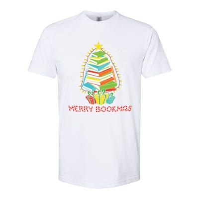 Librarian Book Lover Books Christmas Tree Merry Bookmas Xmas Gift Softstyle CVC T-Shirt