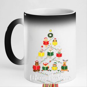 Librarian Book Lover Books Christmas Tree Merry Bookmas Xmas 11oz Black Color Changing Mug