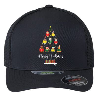 Librarian Book Lover Books Christmas Tree Merry Bookmas Xmas Flexfit Unipanel Trucker Cap