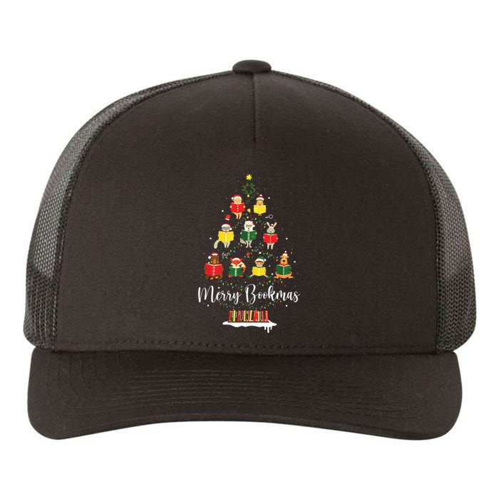 Librarian Book Lover Books Christmas Tree Merry Bookmas Xmas Yupoong Adult 5-Panel Trucker Hat