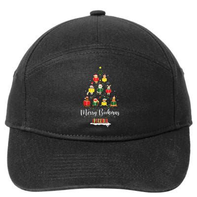 Librarian Book Lover Books Christmas Tree Merry Bookmas Xmas 7-Panel Snapback Hat