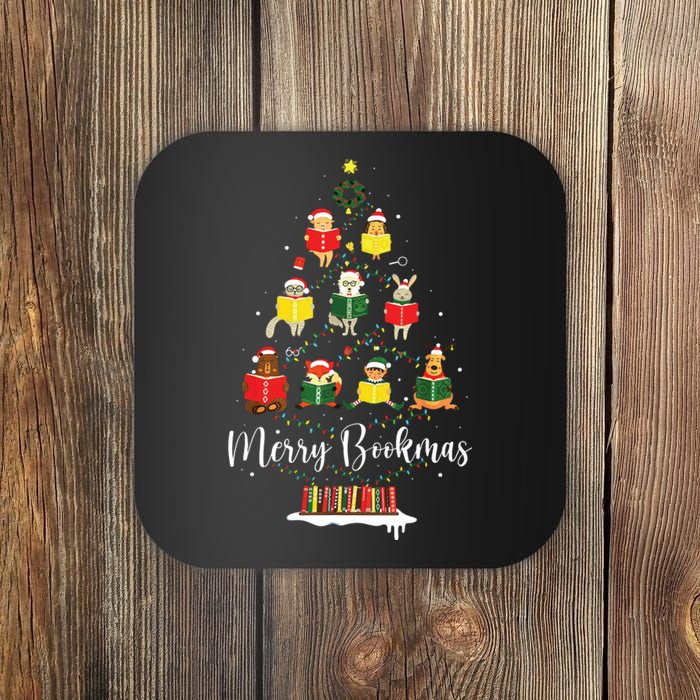 Librarian Book Lover Books Christmas Tree Merry Bookmas Xmas Coaster