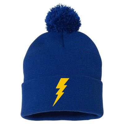 Lightning Bolt Pom Pom 12in Knit Beanie