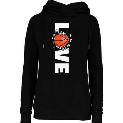 Love Basketball Womens Funnel Neck Pullover Hood