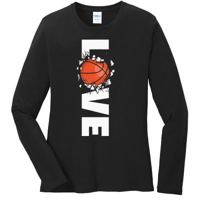 Love Basketball Ladies Long Sleeve Shirt