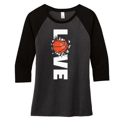 Love Basketball Women's Tri-Blend 3/4-Sleeve Raglan Shirt