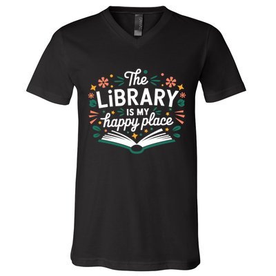 Library Book Lover Reading Teacher Librarian Student Gift V-Neck T-Shirt