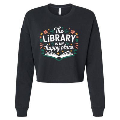 Library Book Lover Reading Teacher Librarian Student Gift Cropped Pullover Crew