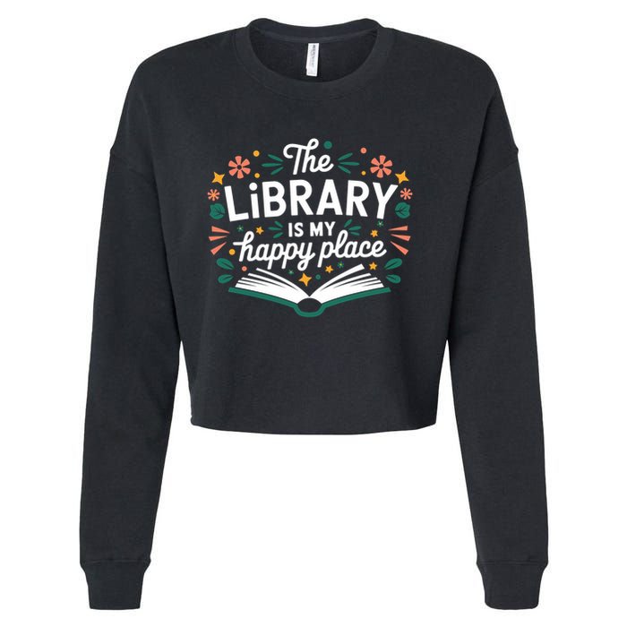 Library Book Lover Reading Teacher Librarian Student Gift Cropped Pullover Crew